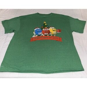 Vtg M&M's Christmas 2XL T-Shirt Green Holiday 'Surrounded By Nuts' Men's Adult